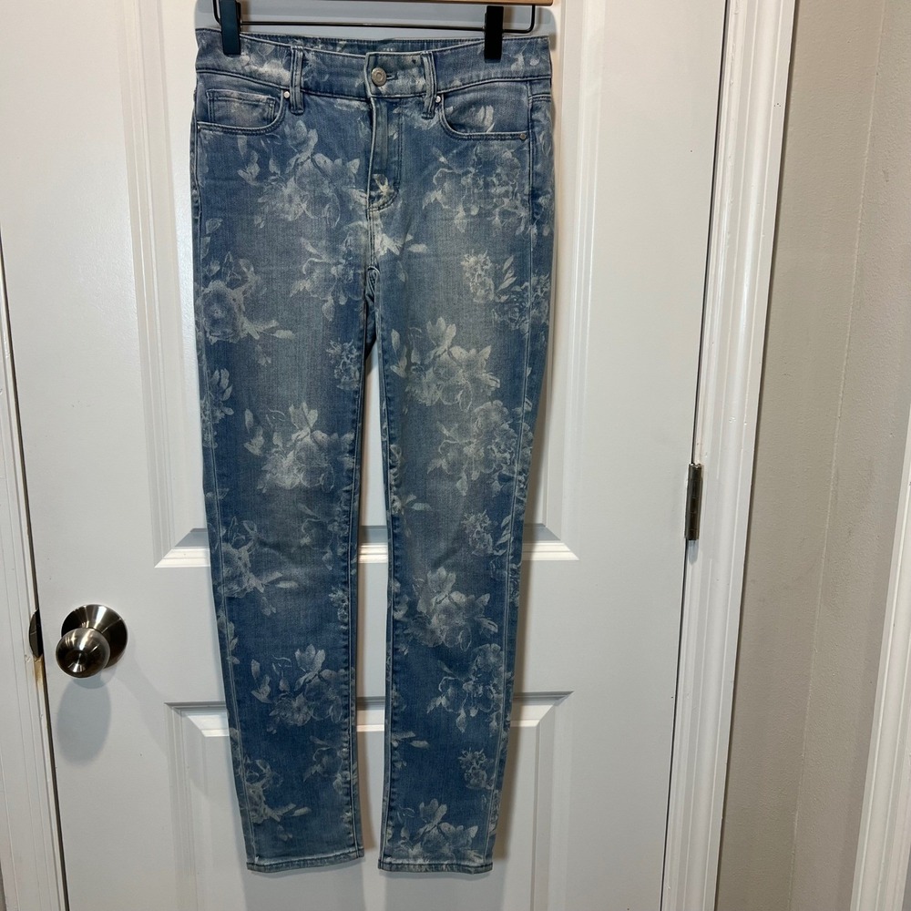 White House Black Market Womens Slim Ankle Jeans Floral Print Blue Size 00